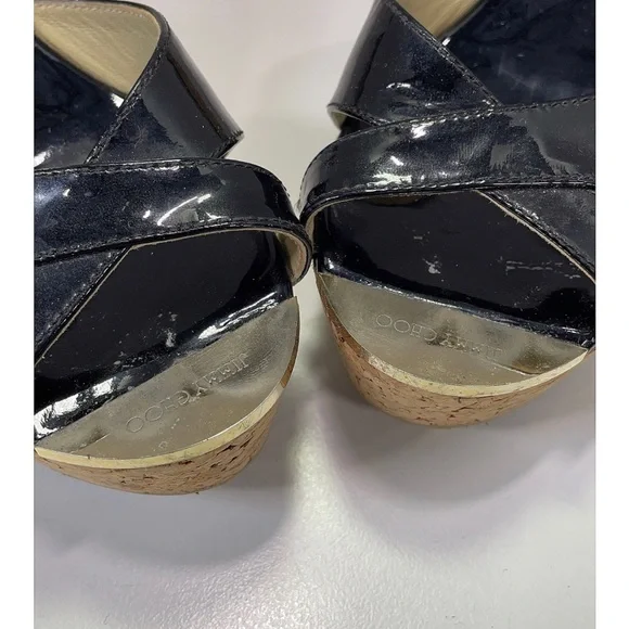 Jimmy Choo Black Wedge Sandals - Picture 6 of 13